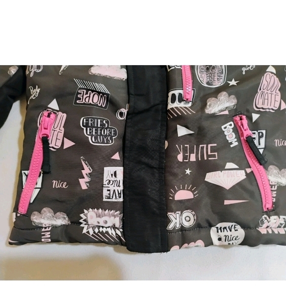 Trendy Kids Puffer Jacket - Black with Pink Accents - Picture 2 of 13